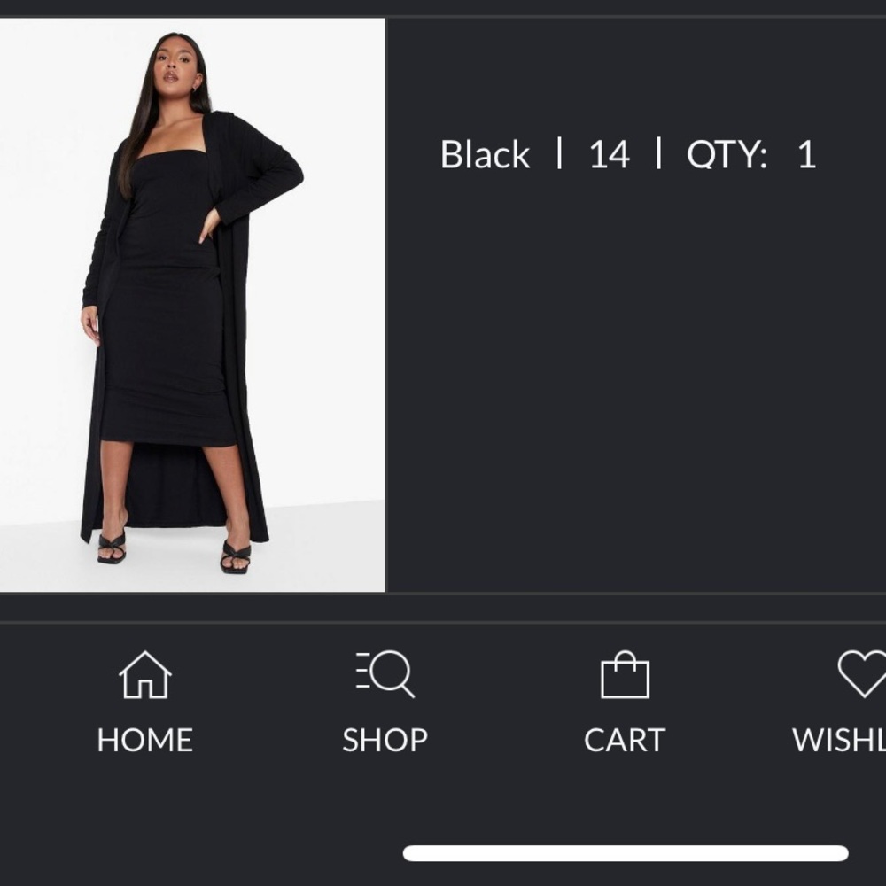 2 piece set Boohoo long sleeve kimono & tube top midi dress size 14